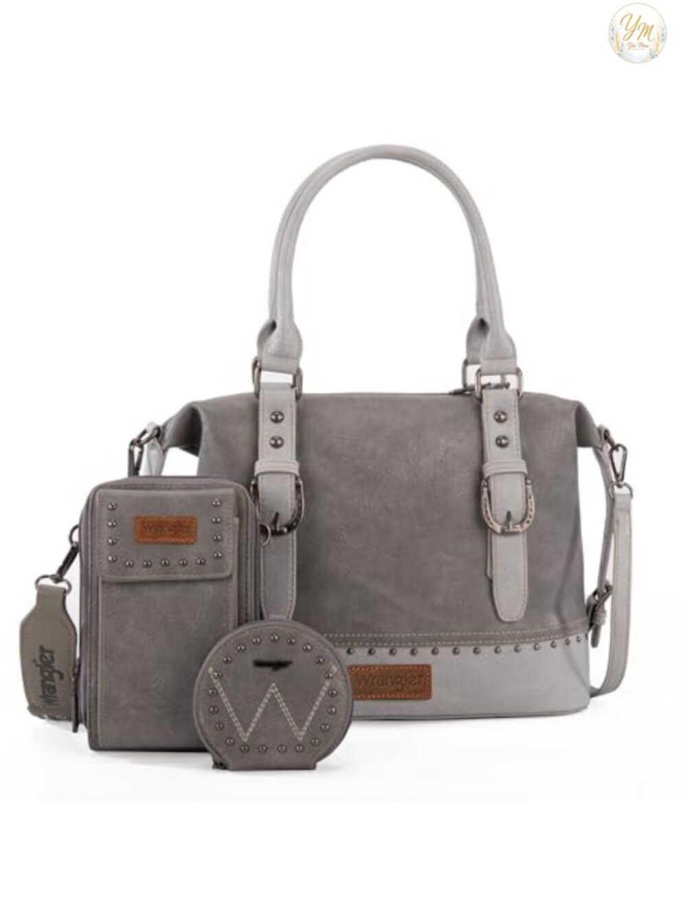 Vegan Leather Doctor Bag 3-Piece Satchel Set with Cell Phone Bag & Coin Purse